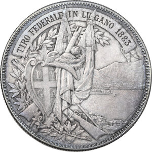 obverse: Switzerland.  Federal Shooting. 5 francs 1883, Lugano