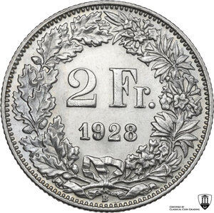 reverse: Switzerland.  Confederation (1848- ). 2 francs 1928