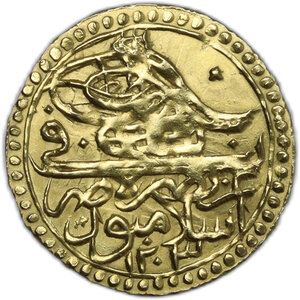 obverse: Ottoman Empire.  Selim III (1203-1222 a.H., 1789-1807). AV Zeri Mahbub, AH 1203, year 16, Islambul