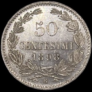 reverse: 50 centesimi 1898