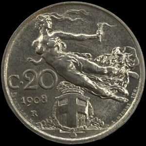 reverse: 20 centesimi 1908