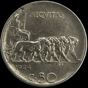 reverse: 50 centesimi 1924 RIGATO