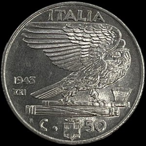 reverse:  50 centesimi 1943