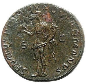 reverse: TRAIANO (98-117), Roma. Æ Sestertius (34mm. - 26.65gr.). R.\: Felicitas in piedi a sinistra, con caduceo e cornucopia. RIC II 672. SPL/BB.
