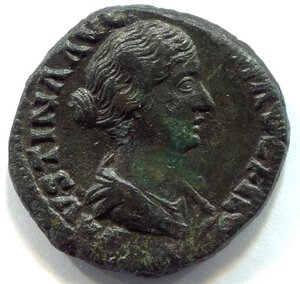 obverse: FAUSTINA II (172), Roma. AE asse (13,64 gr. - 25 mm.). R.\: VENVS; BB+.  Ottima patina verde.