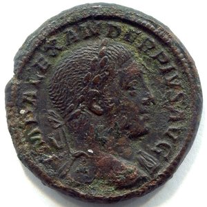obverse: 
ALESSANDRO SEVERO (222-235). Roma. AE asse (26 mm. – 10,75 gr.). D.\: IMP ALEXANDER PIVS AVG; R.\: PROVIDENTIA AVG. RIC IV, 644. qBB. NC. 
 