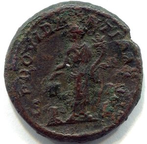 reverse: 
ALESSANDRO SEVERO (222-235). Roma. AE asse (26 mm. – 10,75 gr.). D.\: IMP ALEXANDER PIVS AVG; R.\: PROVIDENTIA AVG. RIC IV, 644. qBB. NC. 
 