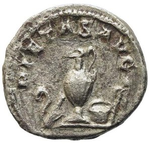 reverse: MASSIMO CESARE (235-238). Roma. AR denarius (19mm. - 3.34 gr.). R.\: PIETAS AVG, strumenti pontificali. RIC IV, 1. MB/qBB. R1