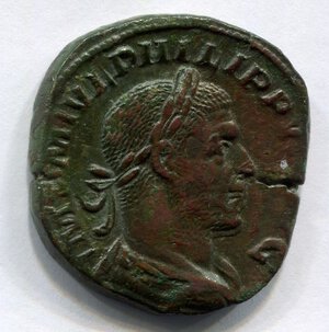 obverse: FILIPPO I (244-249). Roma. AE sestertius (19,50 gr. - 30 mm.). R.\: ANNONA AVG. qBB.