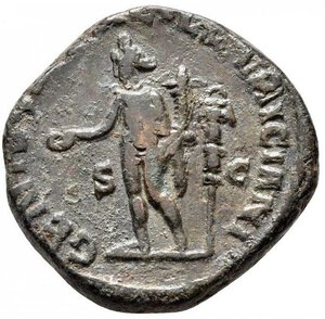 reverse: Traiano Decio (249-251). Roma. AE Sestertius (28 mm - 16,92 gr). R\: GENIVS EXERC ILLIRICIANI. MB/qBB. NC. 
