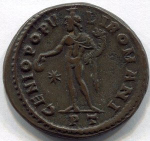 reverse: COSTANZO CLORO (305-306). AE D. follis (11,50 gr. - 28 mm.): R.\: GENIO POPVLI ROMANI. BB+/BB. 