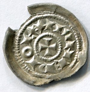 obverse: Milano. Duchi Federico 1° e Enrico 6°. AR denaro scodellato del 1152/1192 BB+. R1.