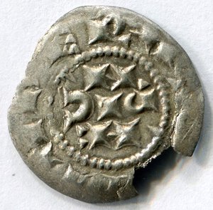 reverse: Milano. Duchi Federico 1° e Enrico 6°. AR denaro scodellato del 1152/1192 BB+. R1.