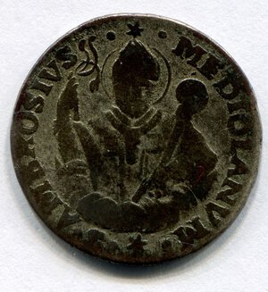 obverse: Milano. Duca Carlo 2° d Asburgo. AR denaro del 1737. MB+. R1.