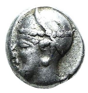 obverse: Caria, Uncertain, c. 500-450 BC. AR Hemiobol (6mm, 0.37g, 3h). Confronted foreparts of two bulls. R/ Forepart of bull l. SNG Keckman 912; SNG Kayhan 968-70. Rare, VF. (ex Bertolami 39E - lot 192. Stima: 90€.)