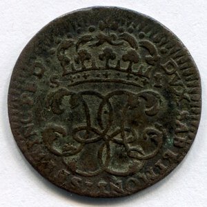 obverse: Regno di Sardegna. Re Carlo Emanuele 3° (1730-1773). 1 soldo del 1747. Mi. BB. R1.