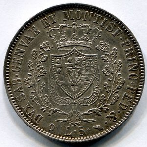 reverse: Regno di Sardegna. Re Carlo Felice (1821-1831). 5 lire 