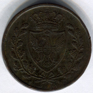 obverse: Regno di Sardegna. Re Carlo Felice (1821-1831). 5 centesimi del 1826. Zecca di Torino. Cu. MB. C.