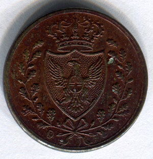 obverse: Regno di Sardegna. Re Carlo Felice (1821-1831). 1 centesimo del 1826. Zecca di Torino. P in ovale. Cu. SPL. NC.