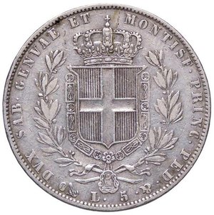 reverse: Regno di Sardegna. Re Carlo Alberto (1831-1849). 5 Lire 1844 G. AG. Pag. 255; Mont. 131. qBB/BB.