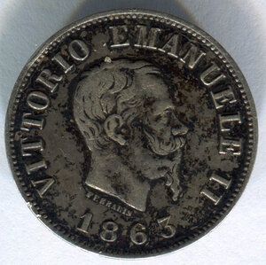 obverse: Regno d Italia. Re Vittorio Emanuele 2° (1849-1878). 50 centesimi 