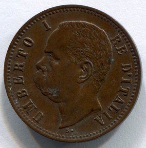obverse: Regno d Italia. Re Umberto 1° (1878-1900). 2 centesimi del 1898. Cu. SPL. C.