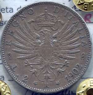 reverse: Regno d Italia. Re Vittorio Emanuele 3° (1900-1946). 2 lire 