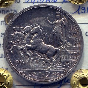 reverse: Regno d Italia. Re Vittorio Emanuele 3° (1900-1946). 2 lire 