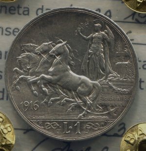 reverse: Regno d Italia. Re Vittorio Emanuele 3° (1900-1946). 1 lira 