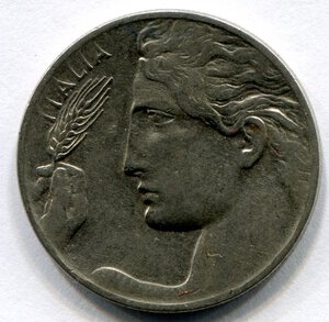 obverse: Regno d Italia. Re Vittorio Emanuele 3° (1900-1946). 20 centesimi 