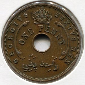 obverse: Africa Occidentale Britannica. Giorgio 6°. 1 penny del 1952. Br. BB. C.