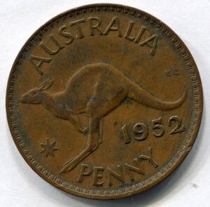 reverse: Australia. Re Giorgio 6°. 1 penny del 1952. Cu. BB-.
