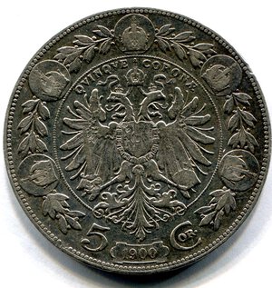 reverse: Austria. Francesco Giuseppe 1°. 5 corone 