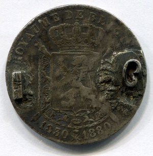 reverse: Belgio. Re Leopoldo 2°. 2 franchi 