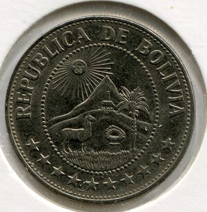 obverse: Bolivia. 1 peso boliviano del 1978. Ac. BB/SPL.