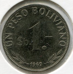 reverse: Bolivia. 1 peso boliviano del 1978. Ac. BB/SPL.