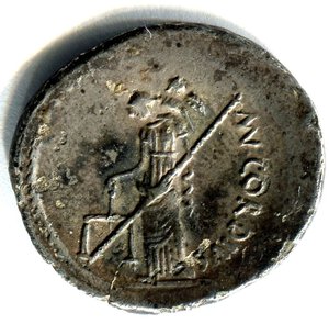 reverse: Gens CORDIA (46 a. C.). Roma. AR denarius (3,25 gr.). R.\: MN CORDIVS. Craw 463. BB+. R1.