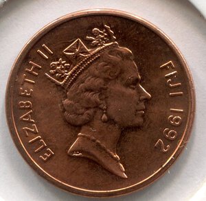 obverse: Isole Fiji. Regina Elisabetta 2°. 1 cent del 1992. Zn. SPL/FDC.