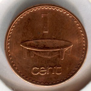 reverse: Isole Fiji. Regina Elisabetta 2°. 1 cent del 1992. Zn. SPL/FDC.