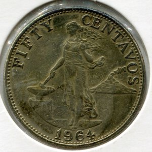 obverse: Filippine. 50 centavos del 1964. Cu-Zn-Ni. BB.