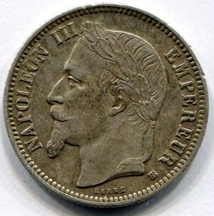 obverse: Francia. Napoleone 3°. 1 franco del 1868. Ag. BB. 