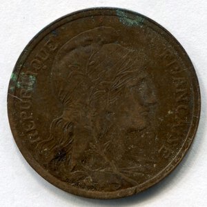 obverse: Francia. 2 centesimi del 1908. CuSn. MB/BB.