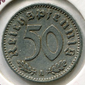 reverse: Germania (terzo Reich). 50 reichspfenning del 1935. Al. BB.