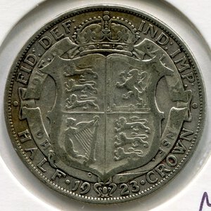 reverse: Inghilterra. Re Giorgio 5°. 1/2 corona del 1923. Ag. BB.
