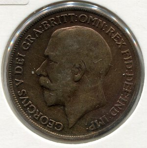 obverse: Inghilterra. Re Giorgio 5°. 1 penny del 1919. CuSn. qBB.