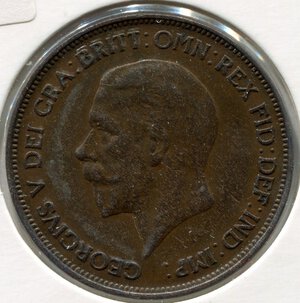 obverse: Inghilterra. Re Giorgio 5°. 1 penny del 1935. CuSn. BB.
