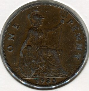 reverse: Inghilterra. Re Giorgio 5°. 1 penny del 1935. CuSn. BB.