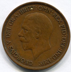 obverse: Inghilterra. Re Giorgio 5°. 1 penny del 1936. CuSn. BB.