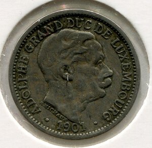 obverse: Lussemburgo. Duca Adolfo. 10 centimes del 1901. CuNi. BB. NC.