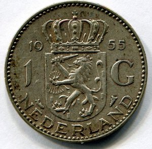 reverse: Olanda. Regina Giuliana. 1 gulden del 1955. Ag. qSPL.